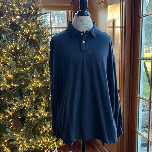 Polo Ralph Lauren Men's Classic Navy Blue long sleeve shirt XXL custom fit